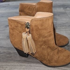 Esprit Brown Suede Ankle Boots with Tassels